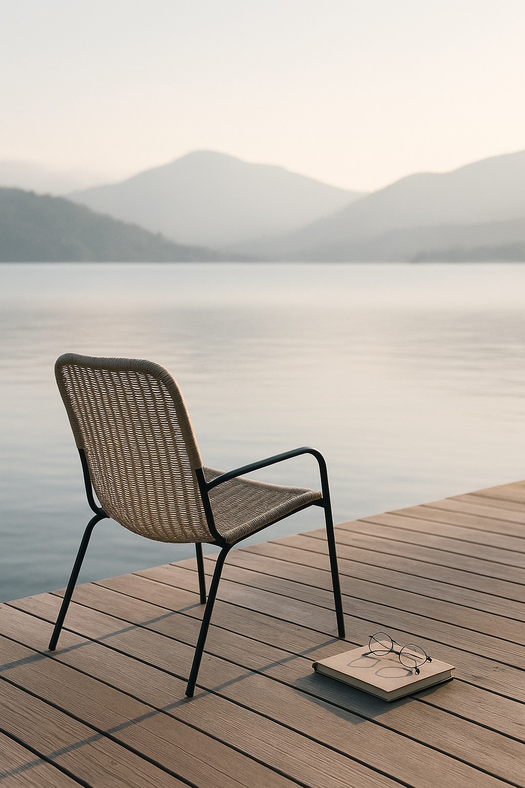 Serene lakeside sunrise