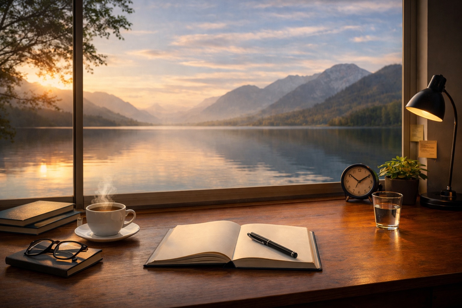 Notebook, pen, and calm workspace used for clear thinking under pressure
